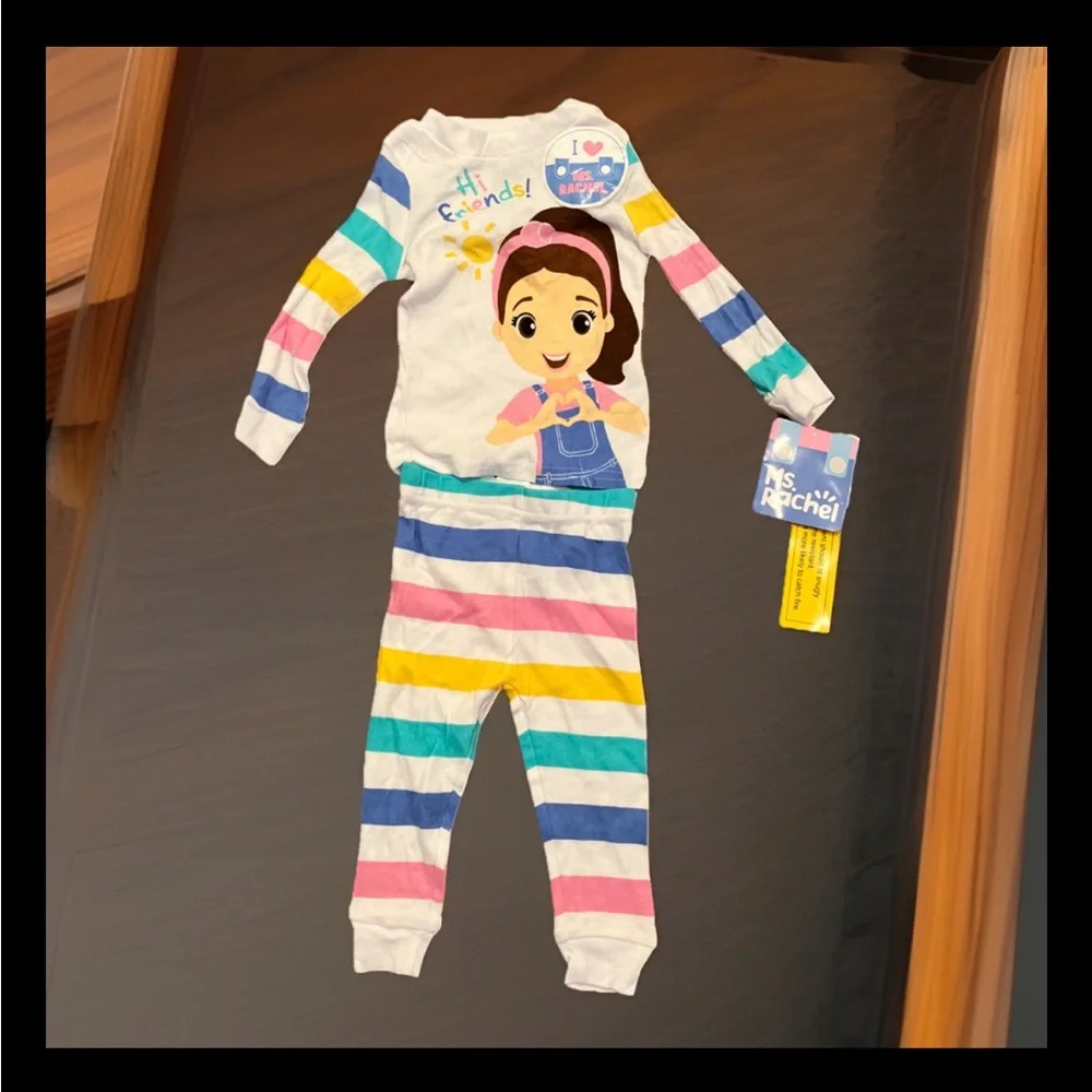 Rachel Kids Pajamas - Hi Friends With Ms Rachel Striped and Character Design